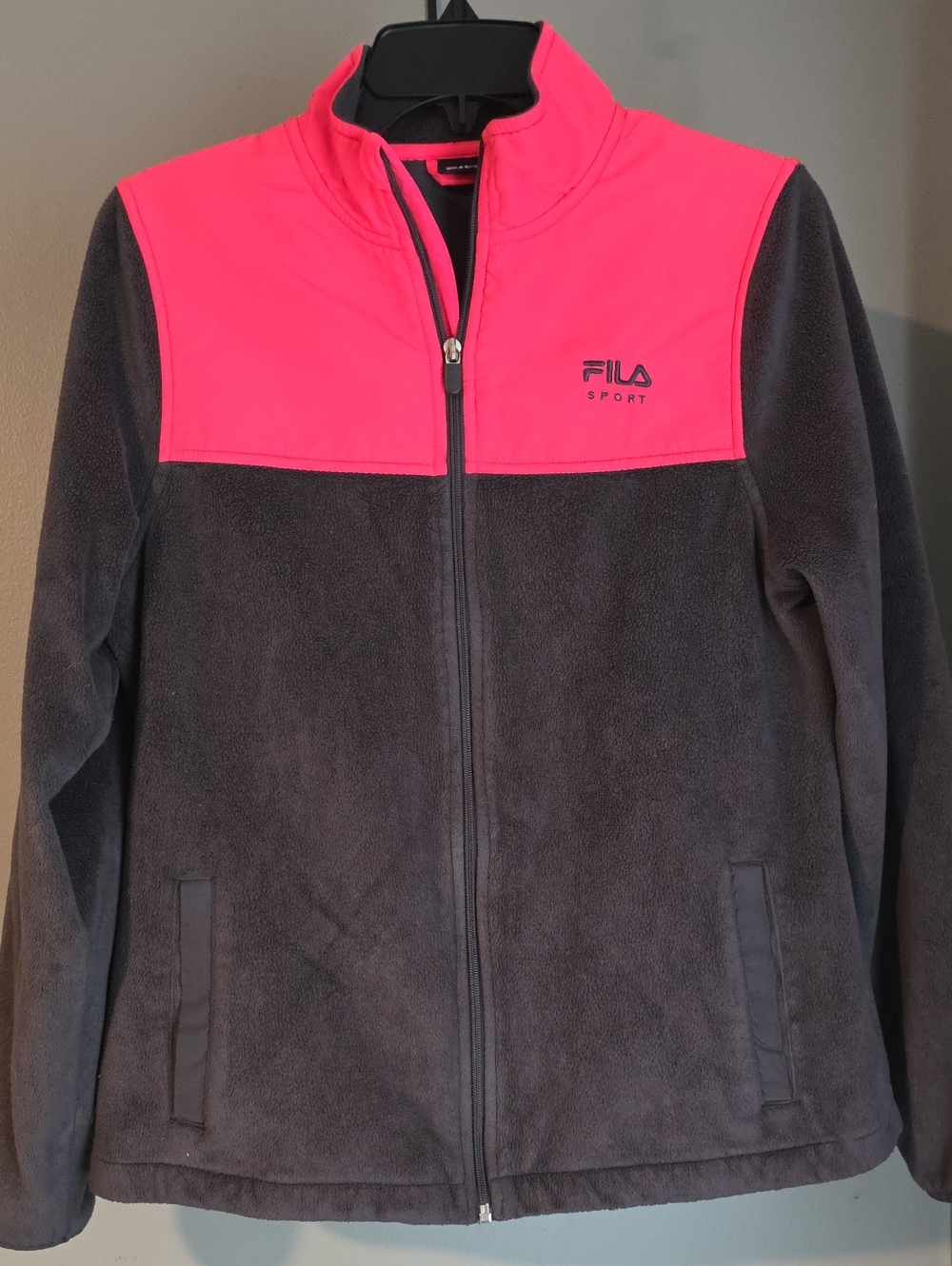 Women's Pink and Gray Full-Zip Fleece Jacket Size Small